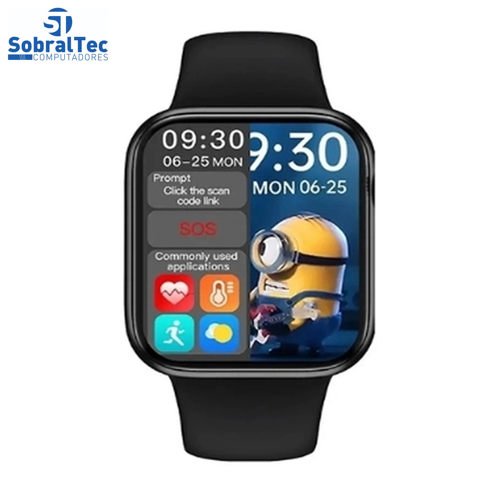 Relógio SmartWatch HW16 Preto 44mm Tela Infinita E Bracelete De Aço