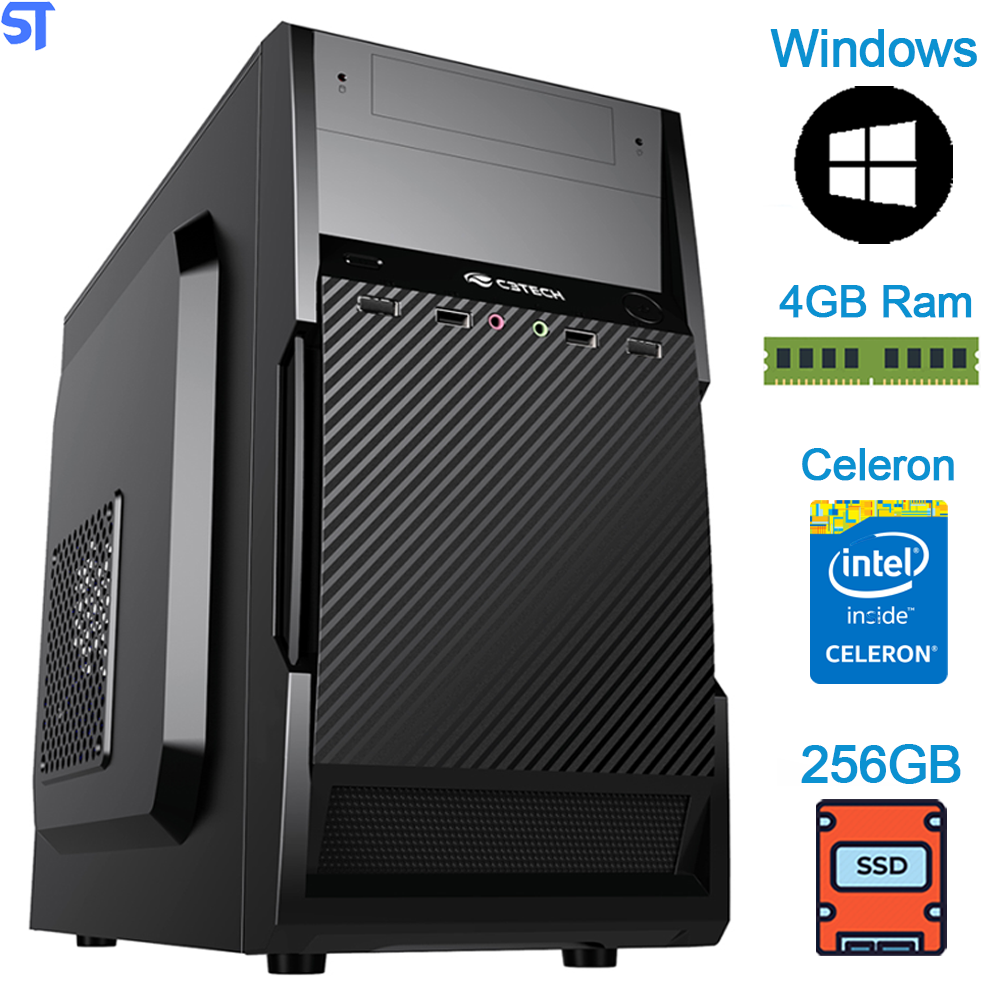 Computador Intel Celeron Dual Core G1610 2.60Ghz - HDSSD 256GB- Memória 4GB- Windows 10