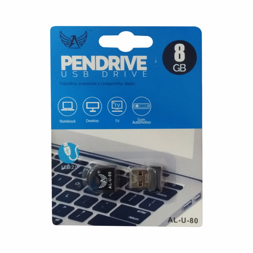 Pendrive Nano 8Gb Altomex Usb 2.0 Al-U-80 Gravação 6/Mbps Leitura 15/Mbps
