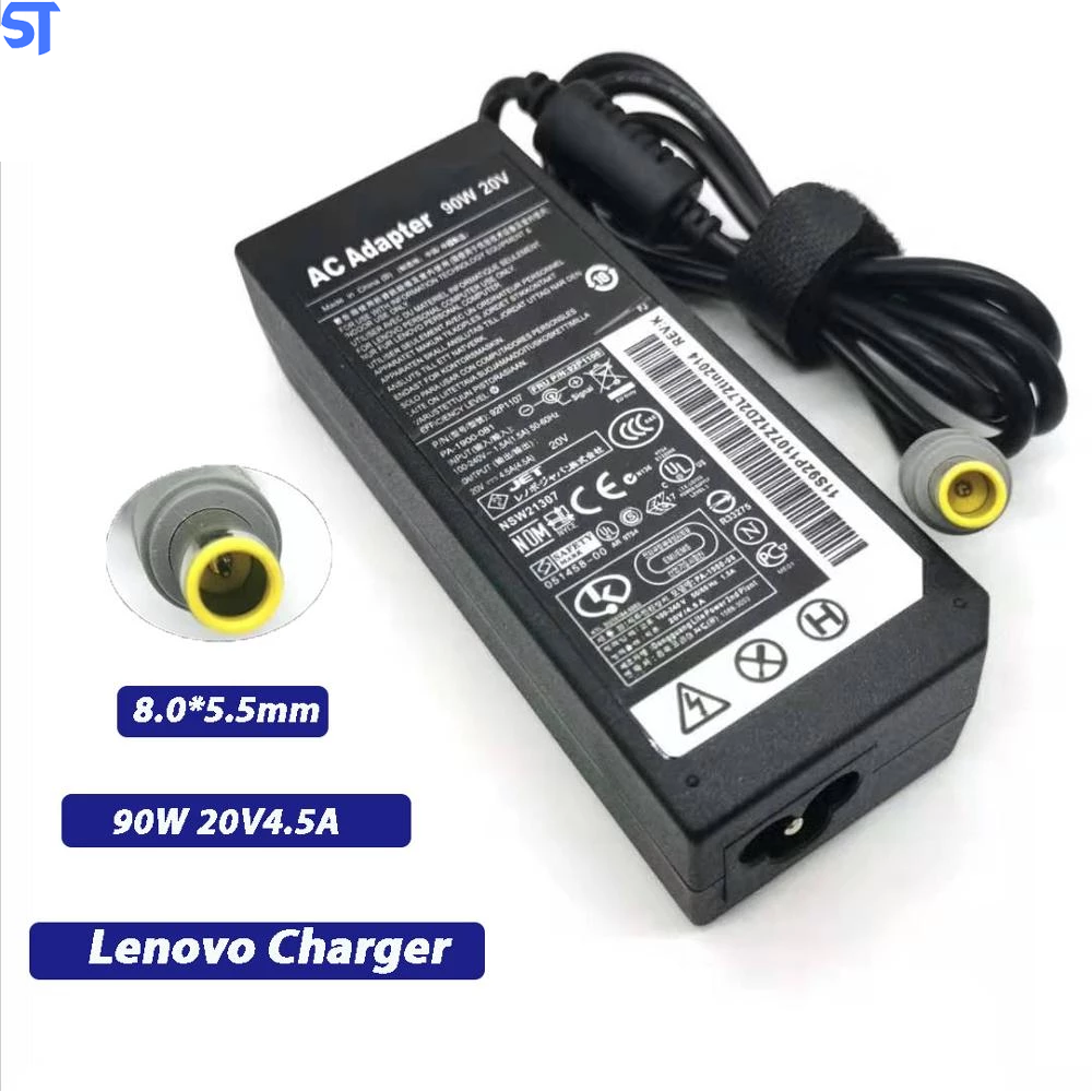 Fonte Carregador Notebook Lenovo 90W 20V 4.5A Pino 8.0 x 5.5mm Thinkpad E420 E430 T61 Pino Redondo