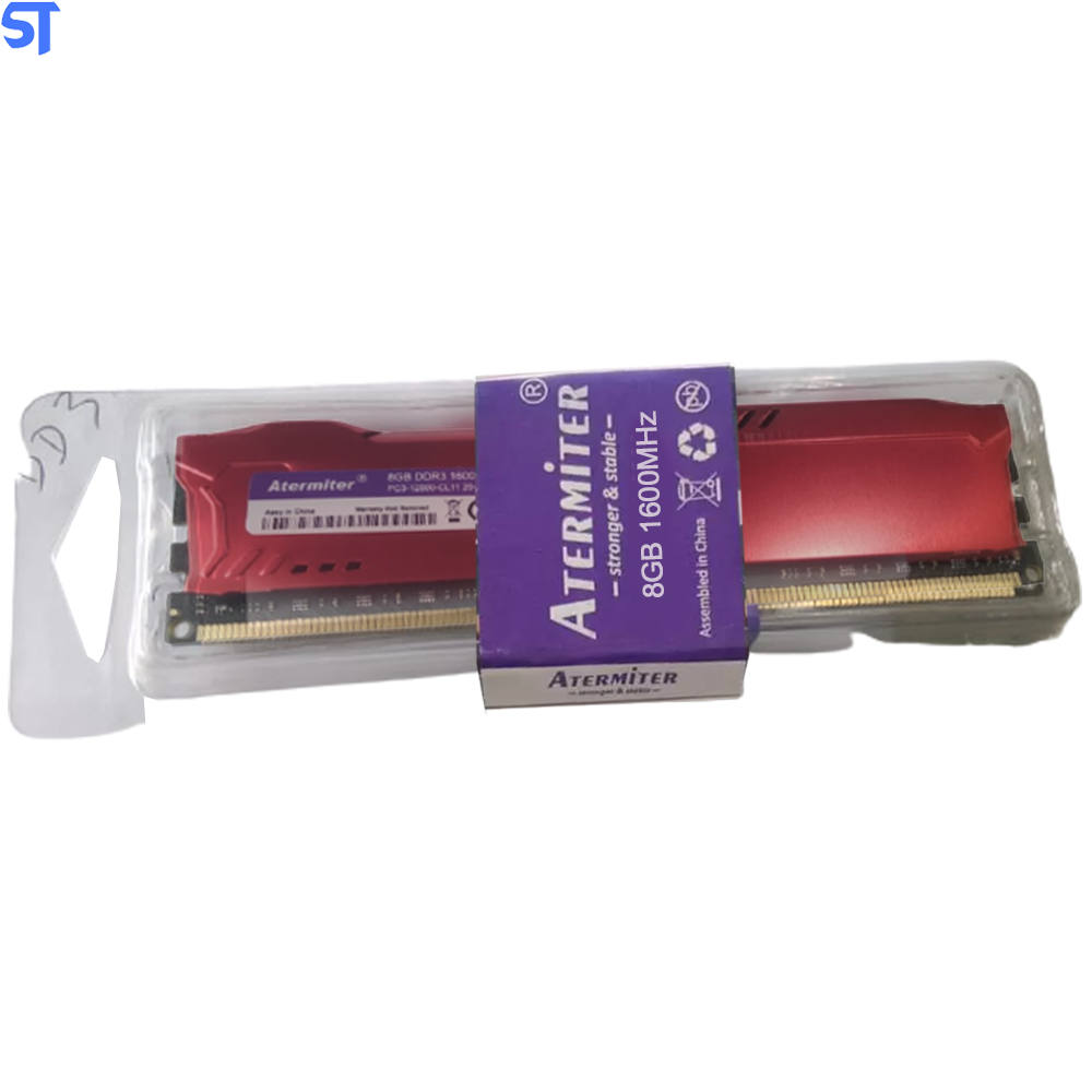 Memoria Ram Desktop DDR3  8GB 1600MHz Atermiter Vermelha