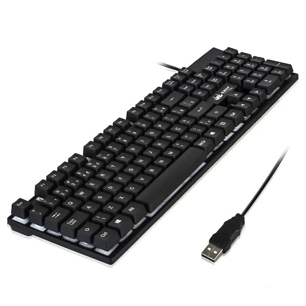Teclado Gamer Semi Mêcanico Iluminado Profissional Abnt2 Led Rgb Knup Kp-2043