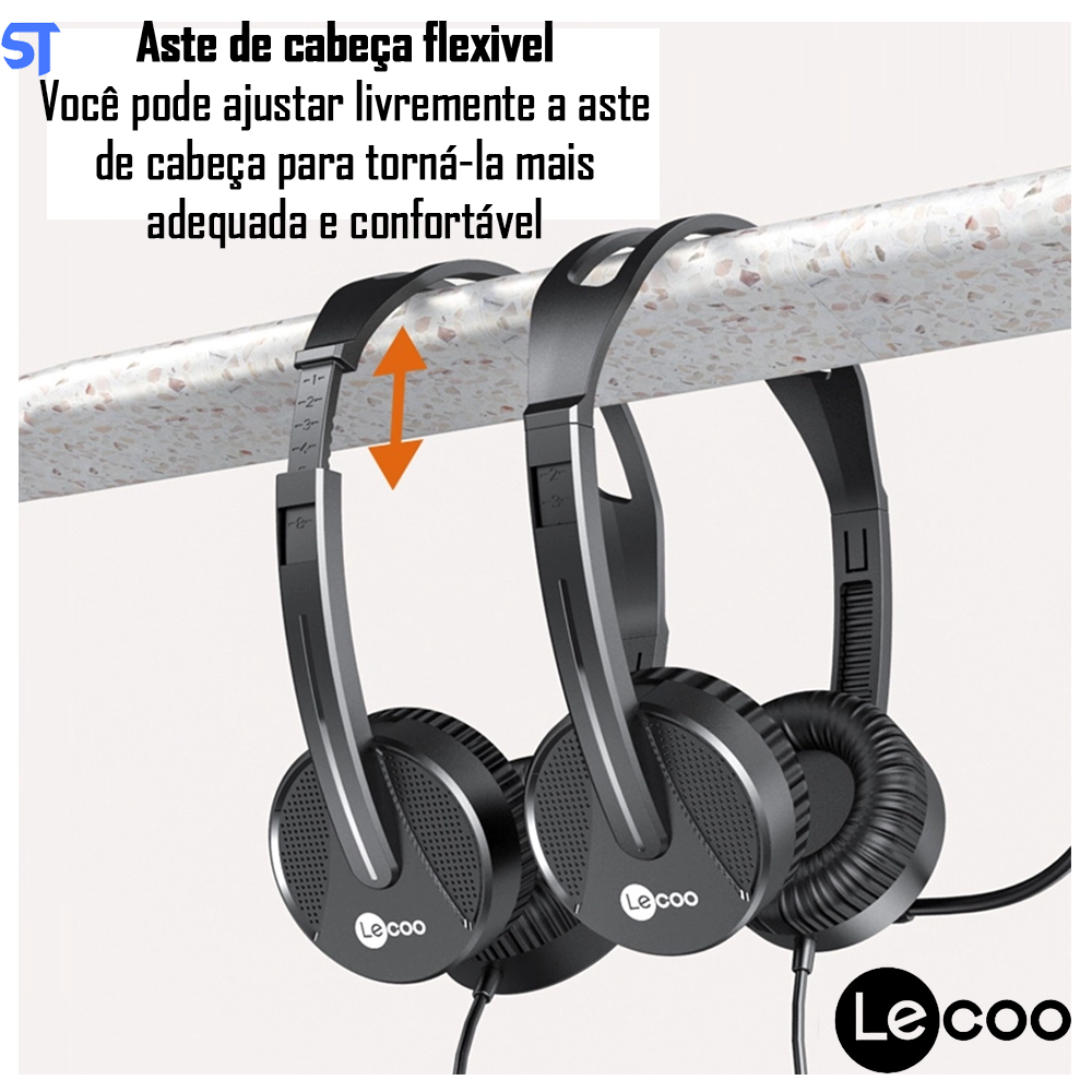 Fone de ouvido Lenovo Lecoo HT106 3,5 mm Com Microfone Ajustável para Chamadas de Voz, Conferêcia