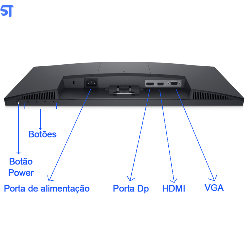 Monitor LED 21.5 Dell, E2222HS, FULL HD, 60HZ, VGA/HDMI/DP, Bivolt, Preto