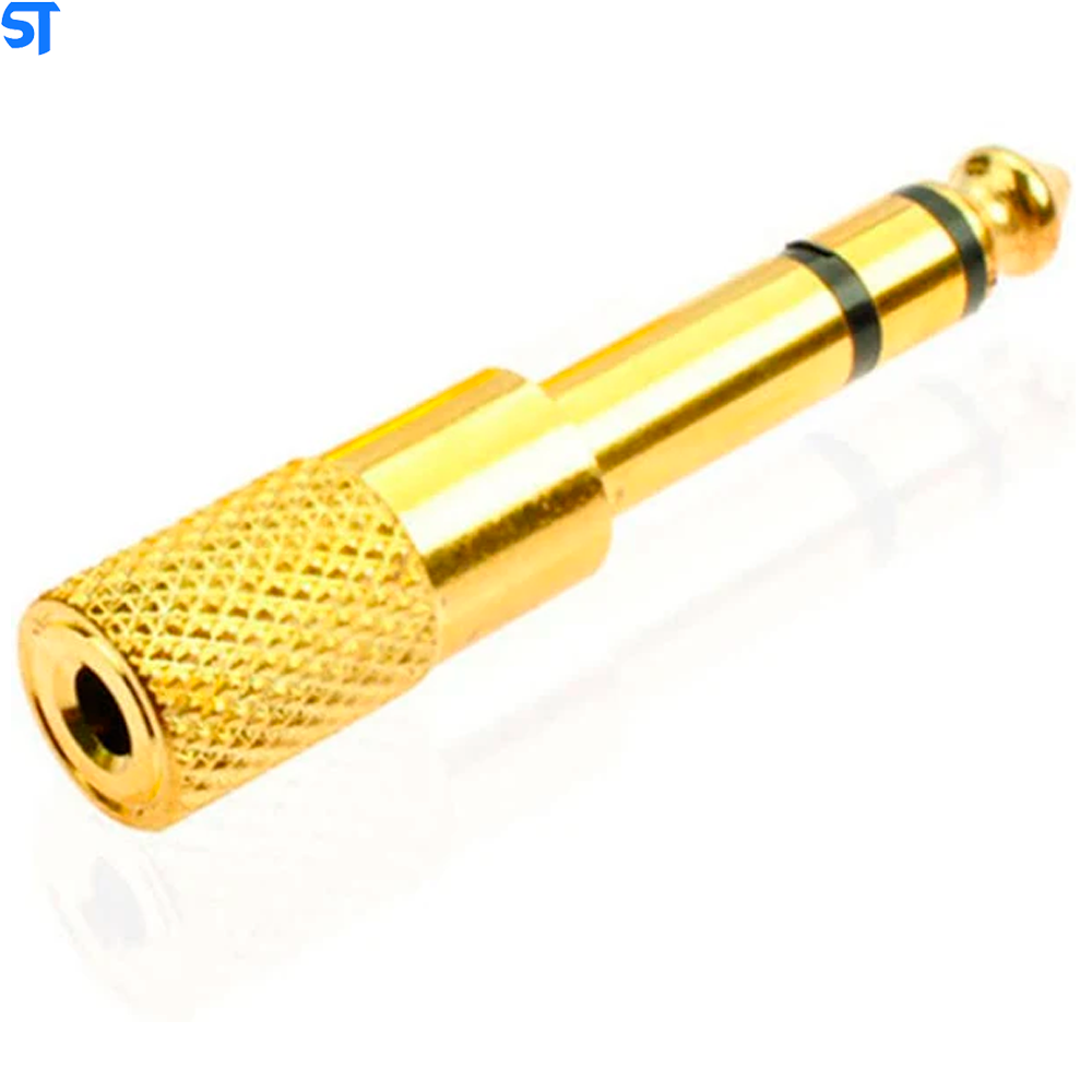 Plug Adaptador Gold P2 / P10 Stereo Para Fone De Ouvido