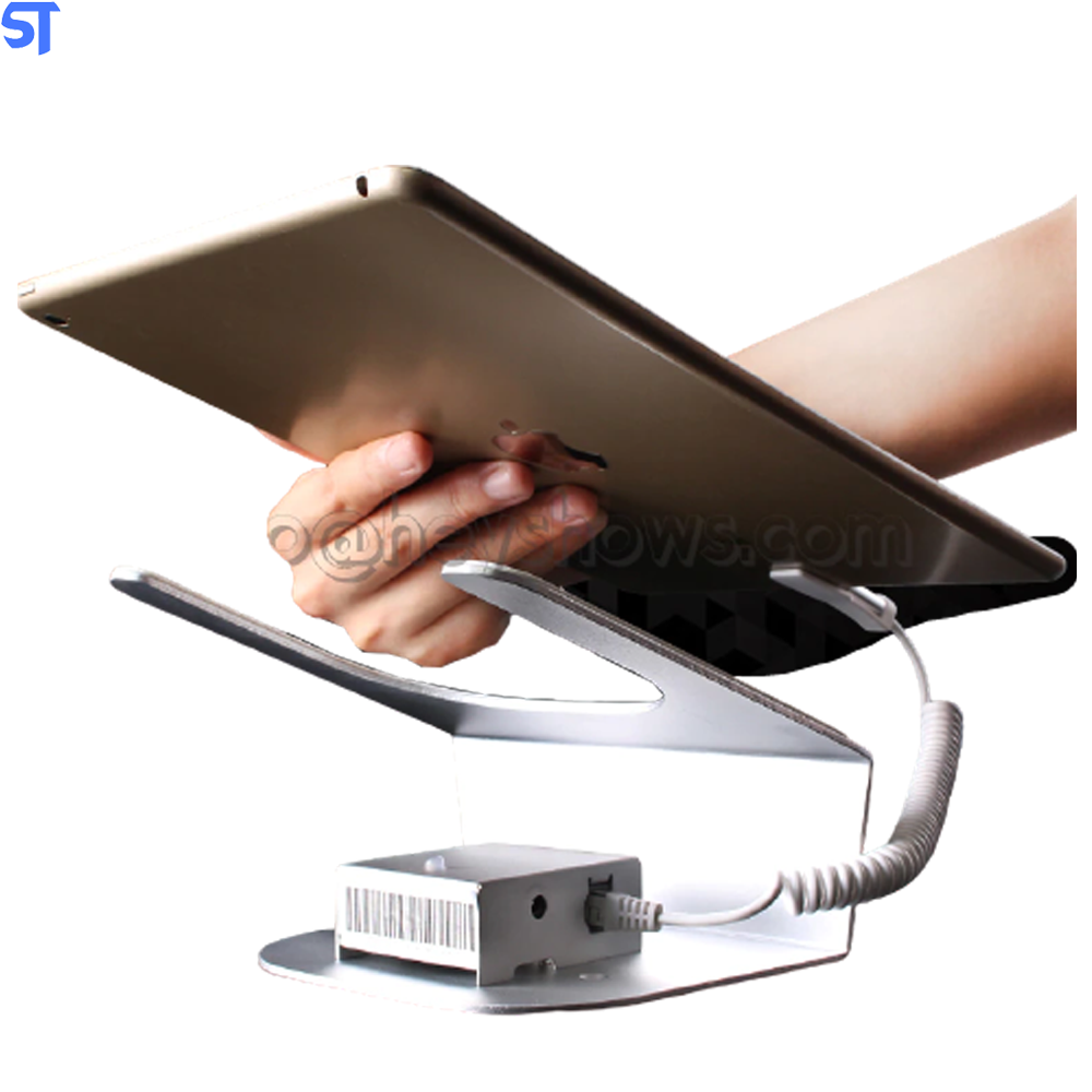 Suporte Com Trava De Segurança E Alarme Para Tablet Tipo C Para Vitrine De Loja