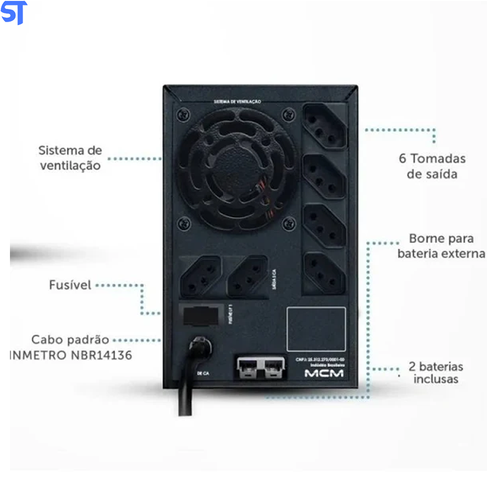 Nobreak UPS 1200VA ACTION 3.1 Trivolt 115V MCM UPS0229