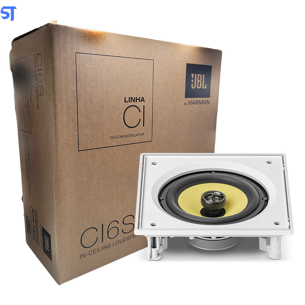 Caixa de Som Arandela Acústica Quadrada CI6S Potência 60W RMS Branca - JBL