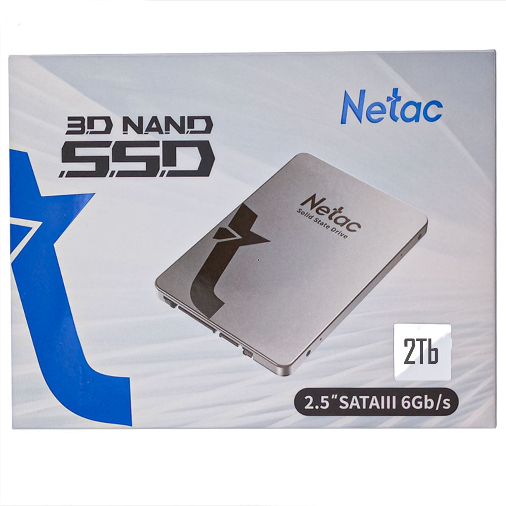HD SSD Netac 2Tb 2.5`SataIII 560Mbps de Leitura 520Mbps de Gravação - 3D Nand - Aluminio