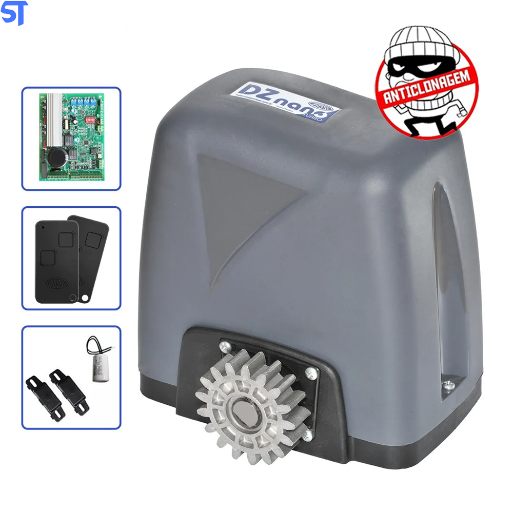 Motor de Portão Rossi DZ Nano 36 BiTurbo 600Kg 1/4 Deslizante Automático Com Abertura Rápida 2 Controles