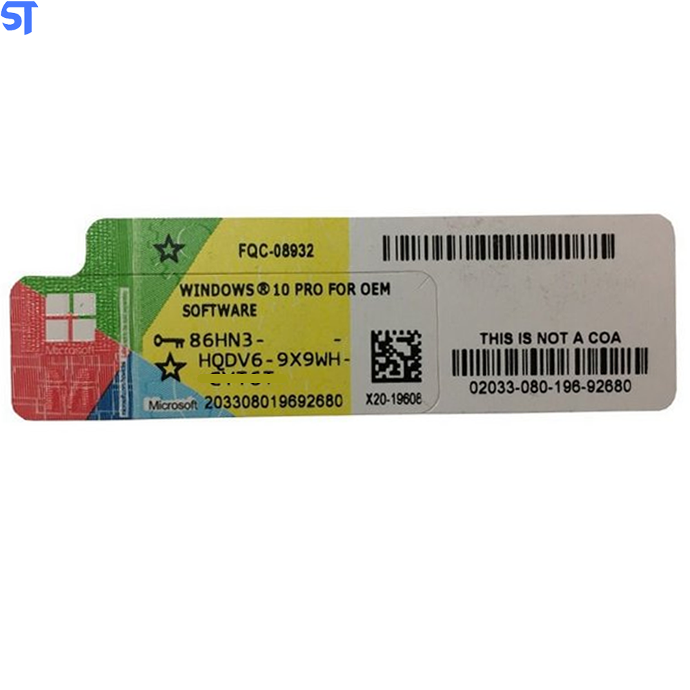 Licença Microsoft Windows 10 Pro 64 Bit Oem Coa Fqc-08932 (br)