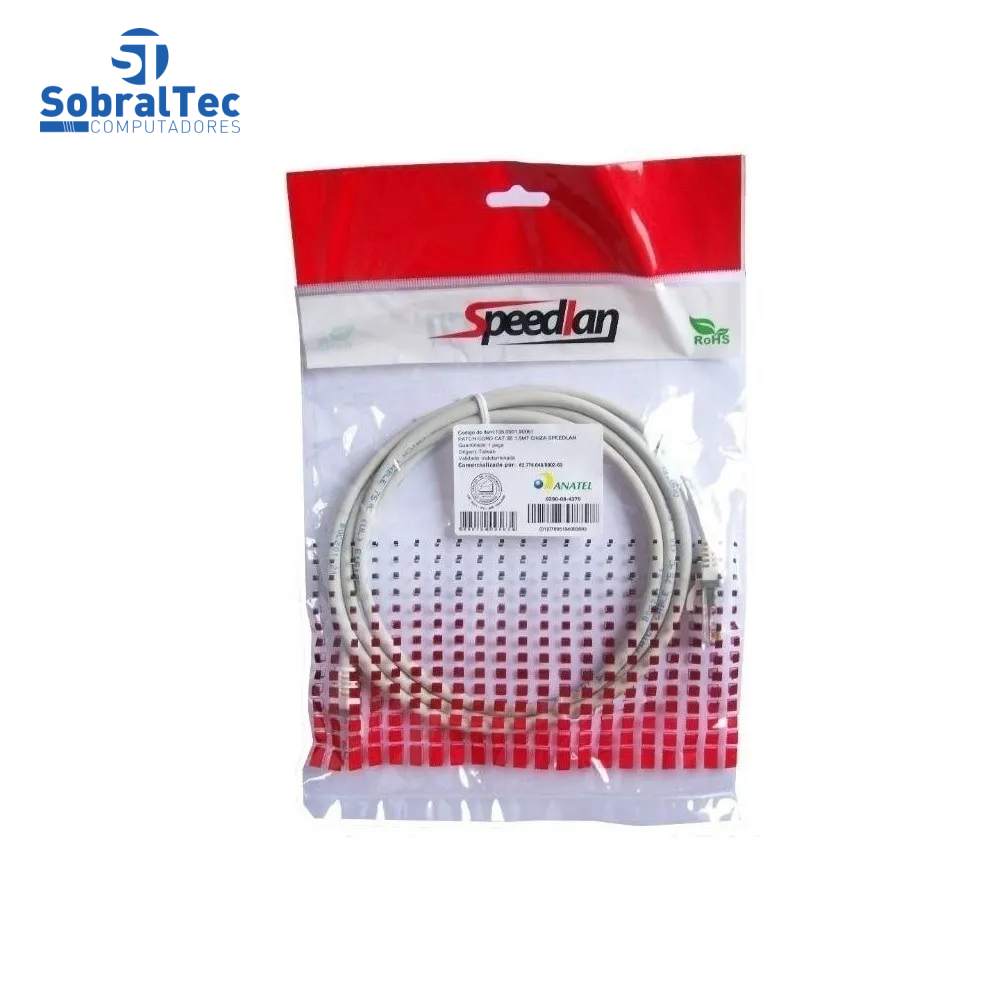 Cabo Patch Cord Cat5E SpeedLan 2 Metros Homologado Anatel