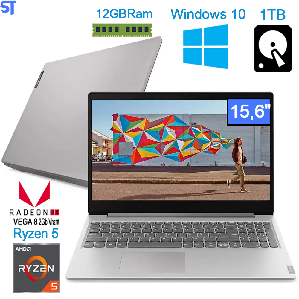 Notebook Lenovo Ideapad S145 -Ryzen 5-3500U- 12GB Ram -HD 1TB - 15,6