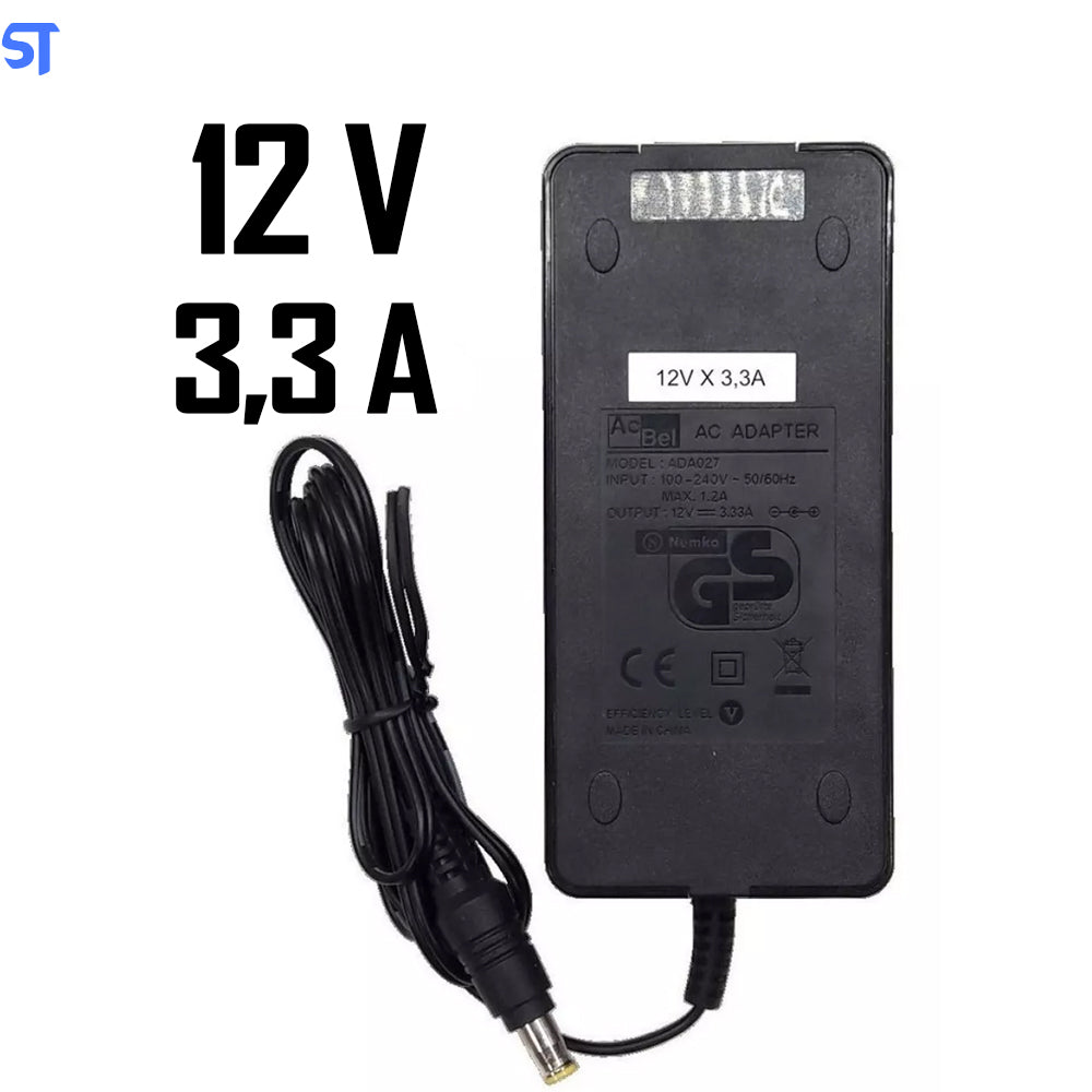 Fonte de Alimentação 12V - 3,33A AC Adapter AC Bel Pino 5,3mm x 2,3mm Modelo: ADA027