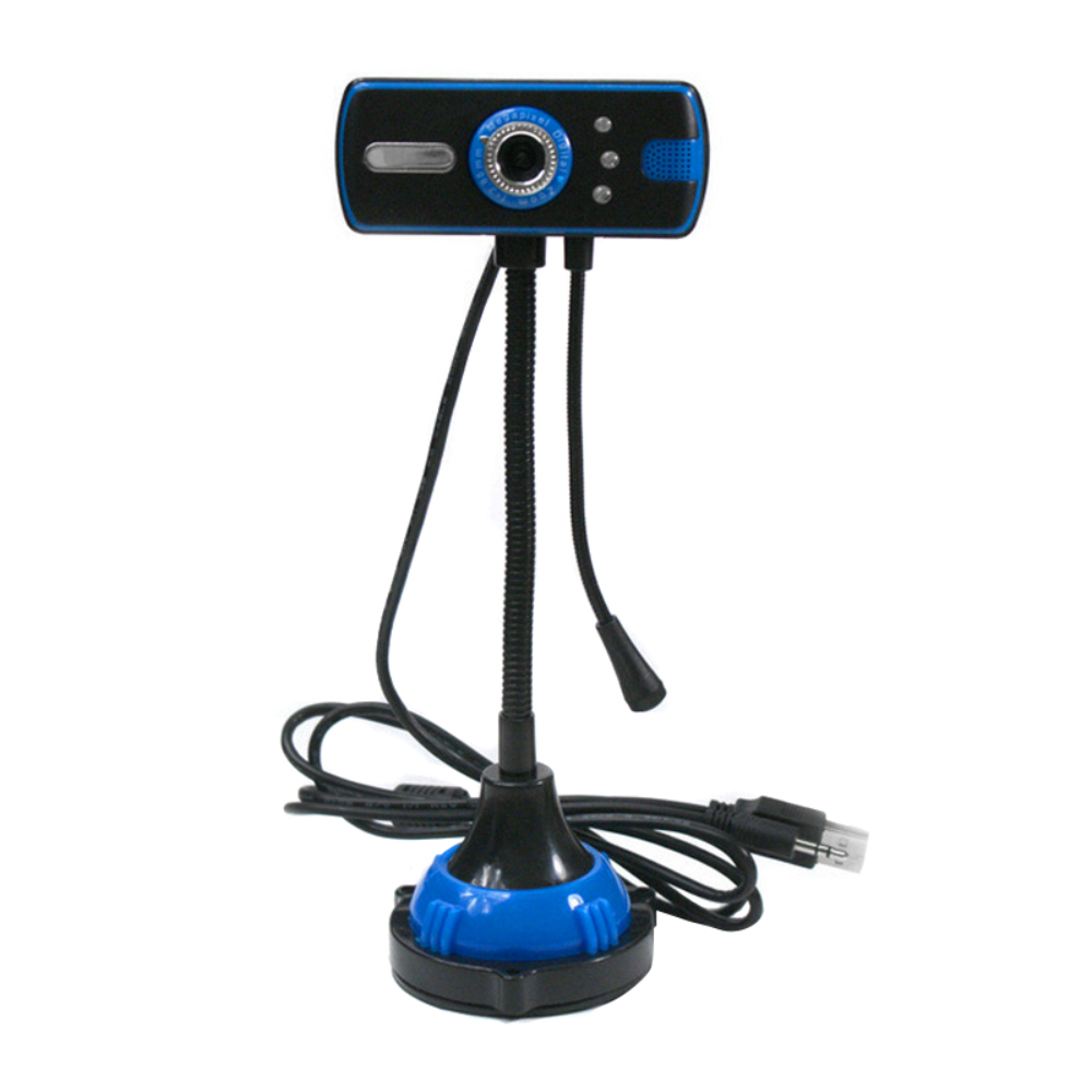 Webcam Pc Zoom Digital 3.85 Com Microfone Usb 2.0 Foco Manual Azul Quadrada