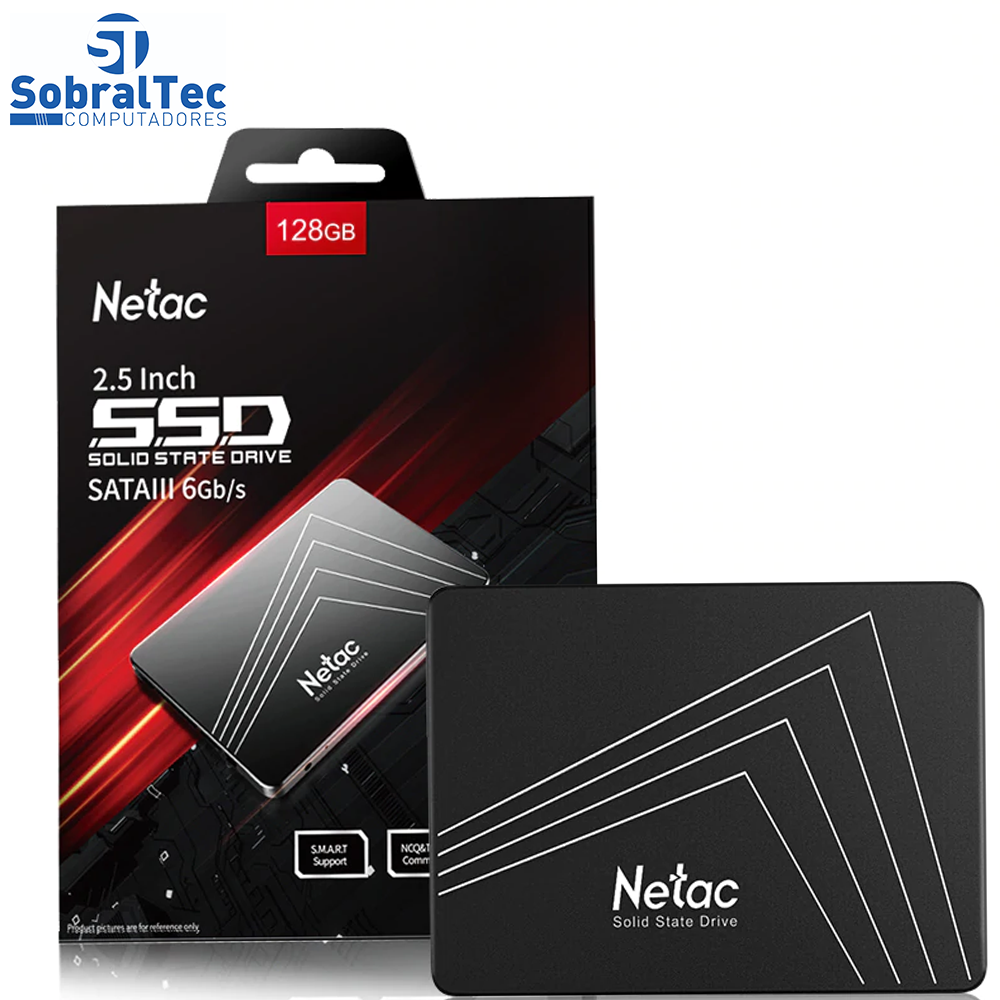 HD SSD 256Gb Netac Sata 3 500mb/s para Leitura e 490mb/s para Gravação Black
