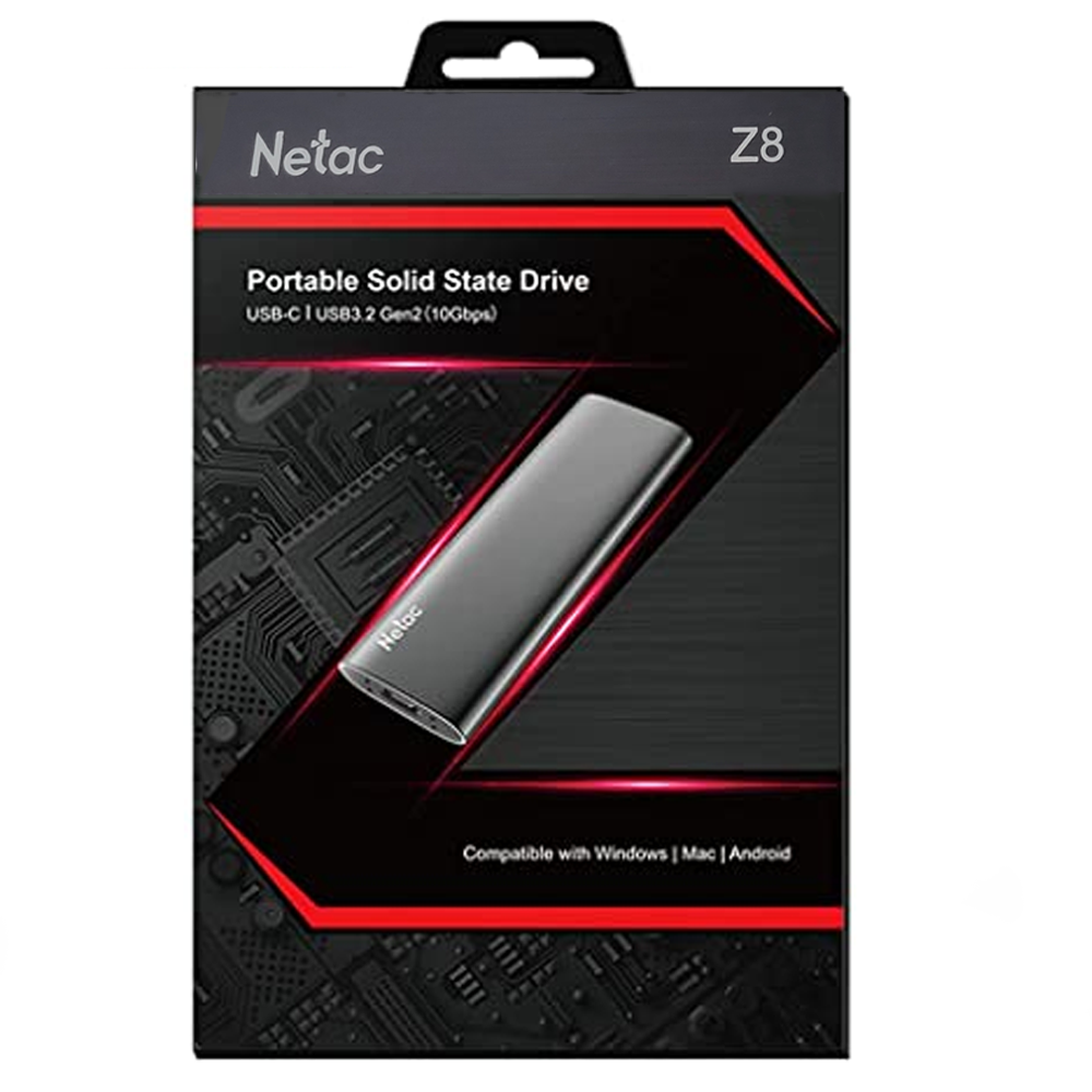 SSD SATA Externo USB 3.2 Tipo C  1TB Netac Z8 Leitura 550Mb/s e 480Mb/s De Escrita