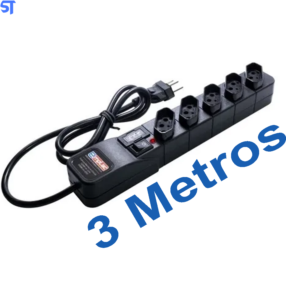 Protetor Elétrico Super Premium 5 Tomadas 3 Metros Emplac