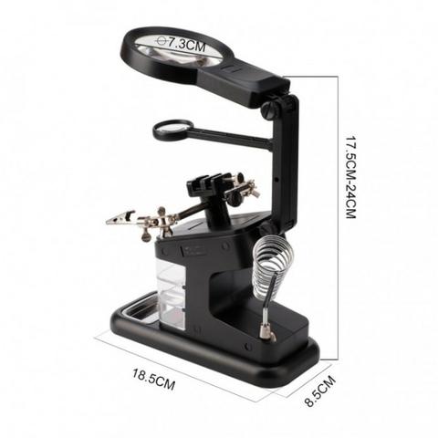 Lupa Terceira Mão com Suporte e Iluminação de LED para Aplicação de Solda - KLTE-803