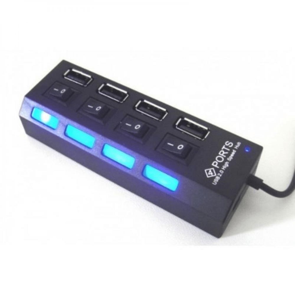 Hub Usb 2.0 Com 4 Portas Suporta 500gb -Knup- Hb-T63 - Preto