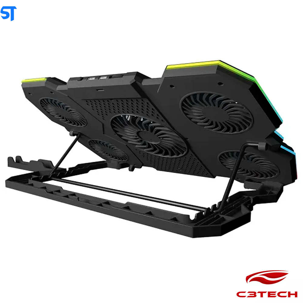 Suporte Base Para Notebook 17,3 Polegadas Gamer NBC-300BK C3Tech Com Suporte para Celular