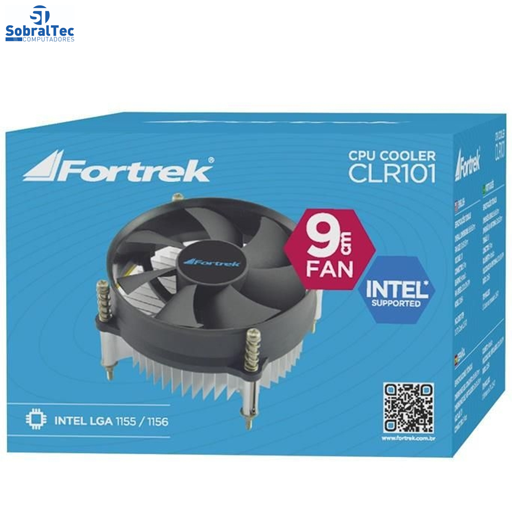 Cooler Para Cpu Fortrek 95x95x51mm 12 Volts 3 Pinos LGA 115x  CLR-101