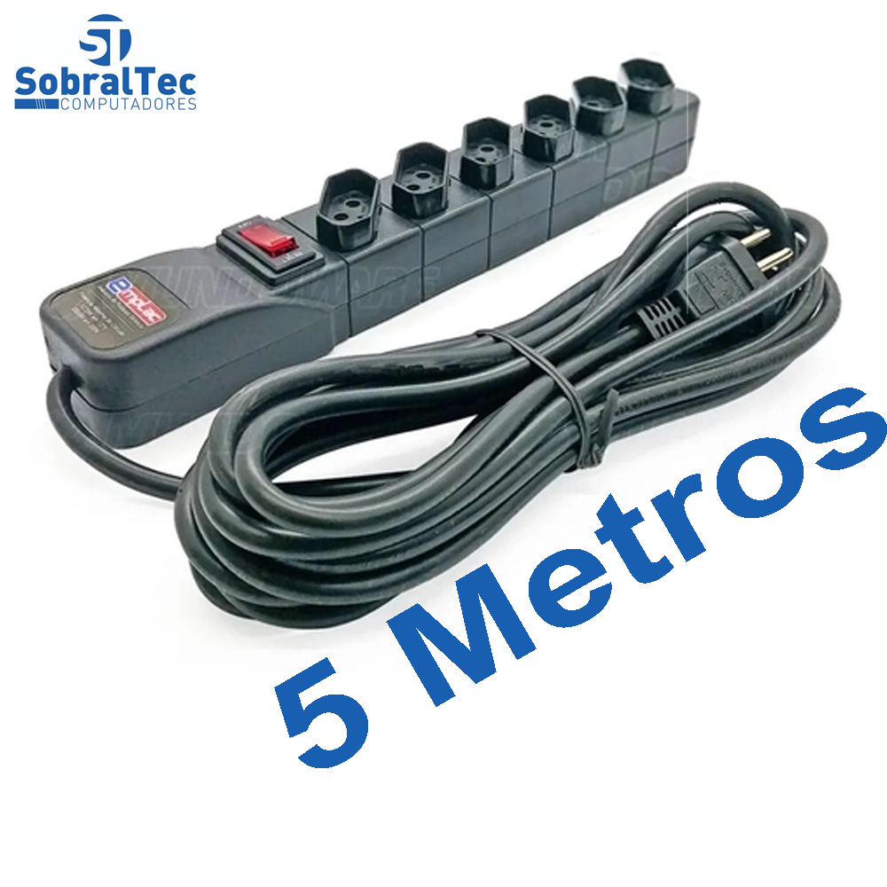 Protetor Eletrico Rearme Premium 6 Tomadas Com Cabo de 5 Metros -Emplac