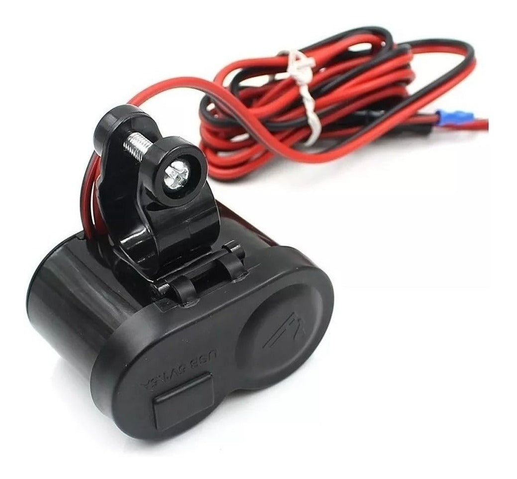 Carregador Adaptador Tomada 12v USB 5v Para Moto Carregador De Celular E Gps