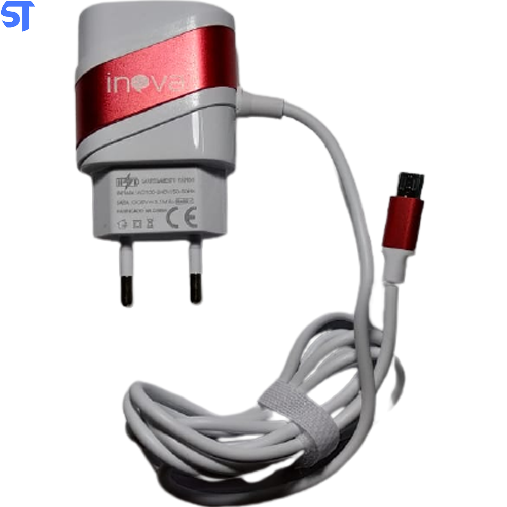 Carregador Inteligente Inova V8 Branco Com Vermelho - CAR-G5191