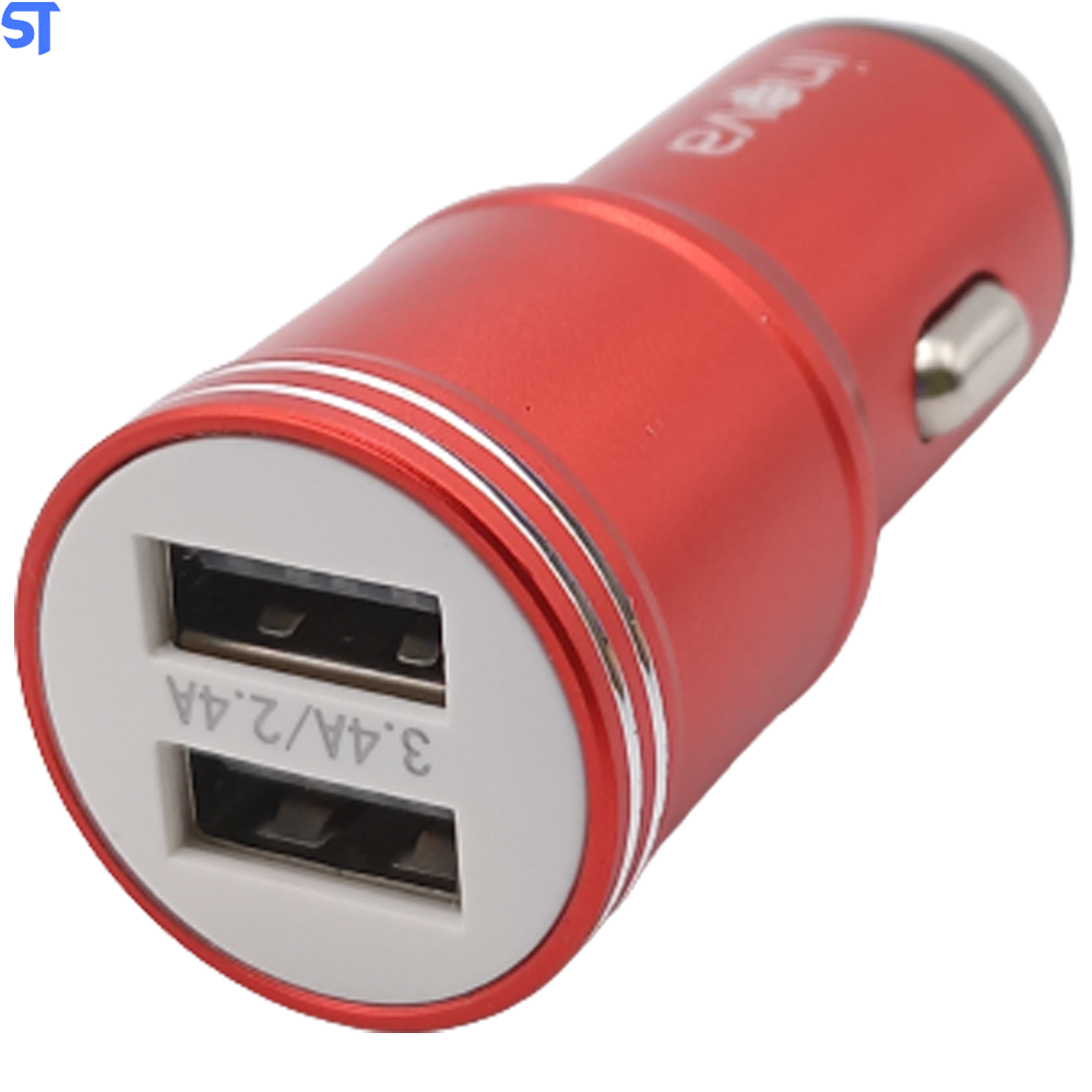 Carregador Veicular Prime Com Duas Usb 2.4A/ 3.4A Inova- Vermelha