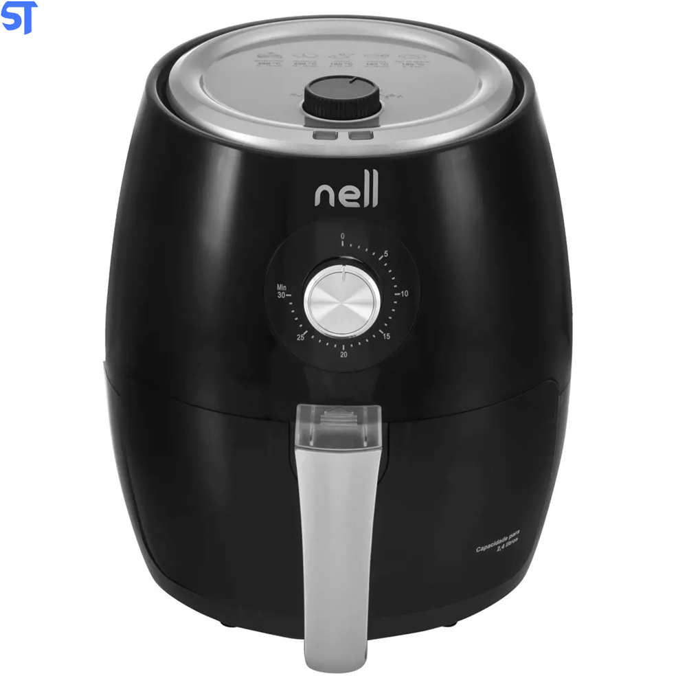 Fritadeira Elétrica sem Óleo/Air Fryer Nell Smart - Preta 2,4L com Timer