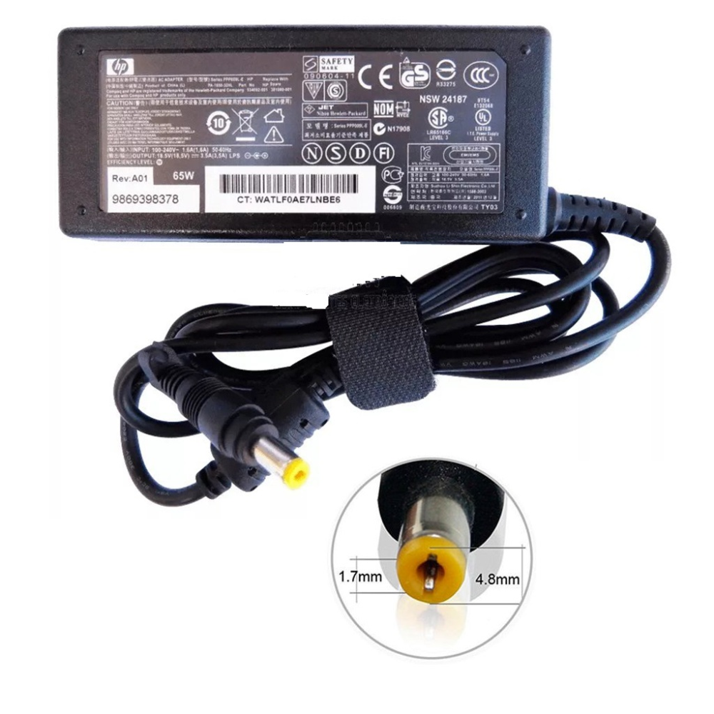 Fonte Notebook Hp 18,5v 3,5a N18152 RevA03 Pino Amarelo 4.8mx 1.7m