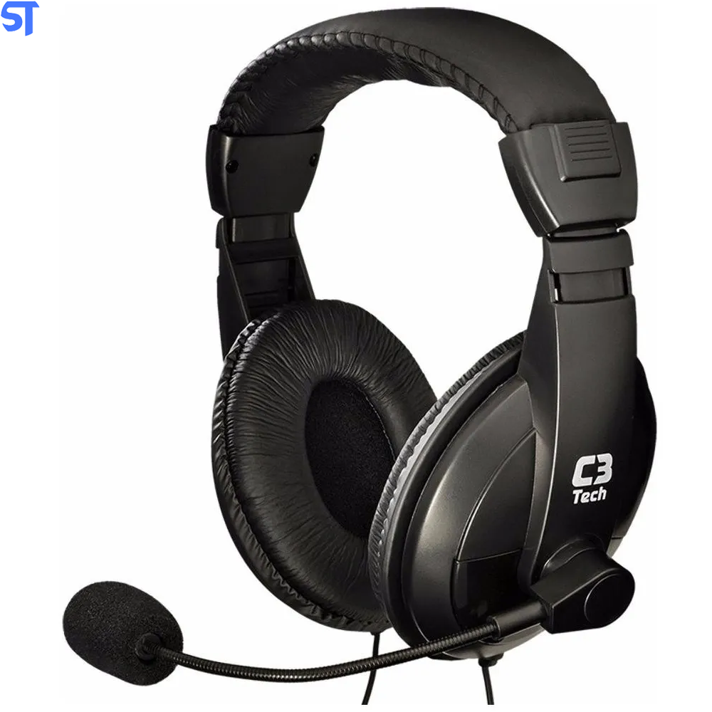Fone de Ouvido Headset Voicer Confort PH-60BK Com Microfone -C3Tech Preto