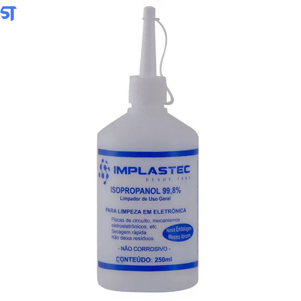 Álcool Isopropílico 99,8% Isopropanol Garrafa 250m Implastec