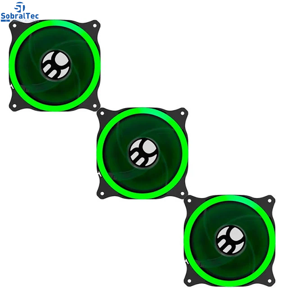 Cooler FAN Bluecase Ring BFR-11G 120mm LED Verde BULK