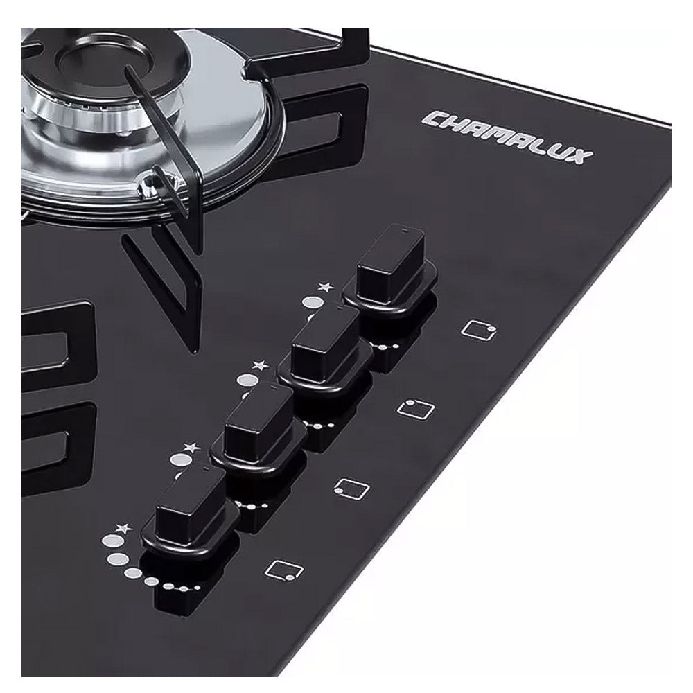 Fogão Cooktop Gás Chamalux 4 Bocas Ultra Chama Preto 127V/220V