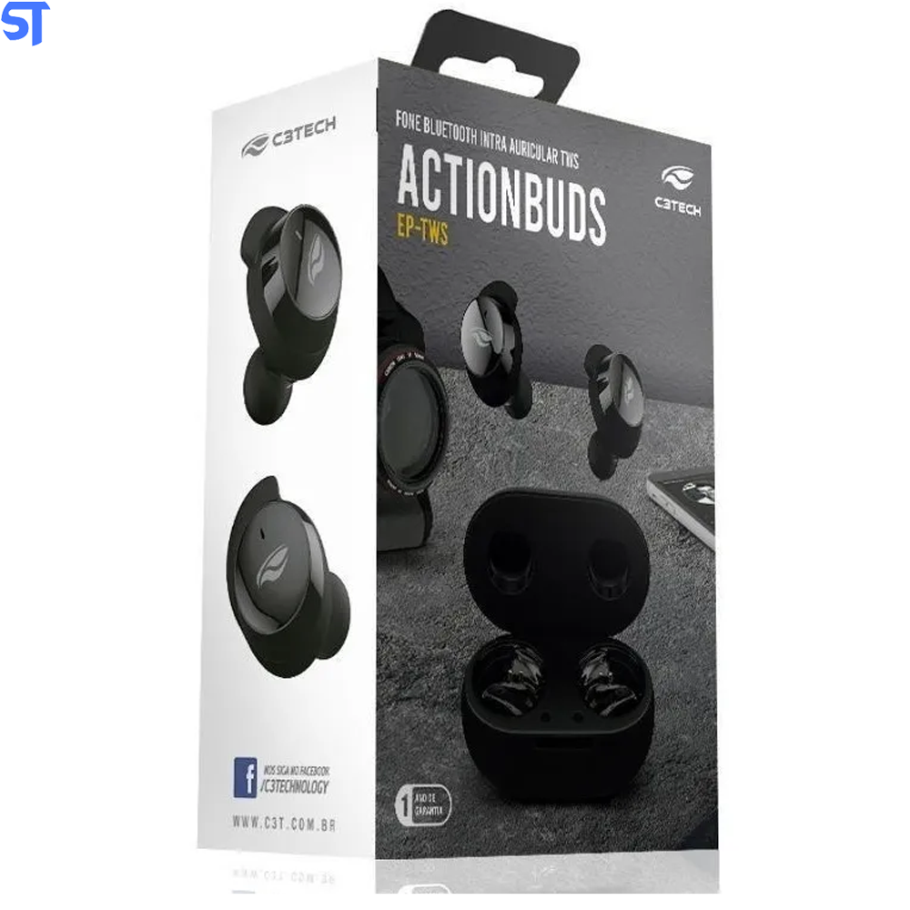 Fone De Ouvido EP-TWS-200BK ACTIONBUDS BT Bluetooth 5.0 C3Plus