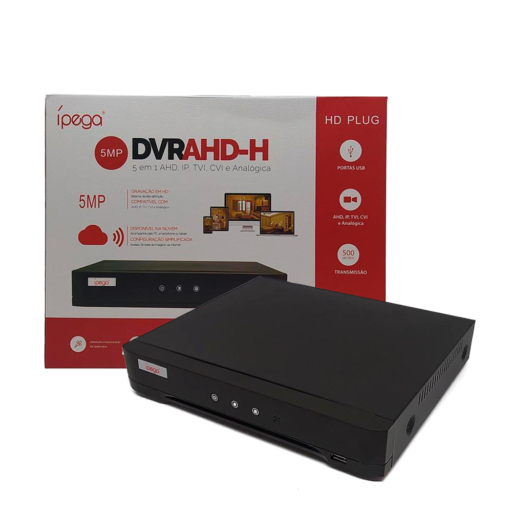 DVR Gravador Digital Stand Alone 5 em 1 - 08 Canais AHD-H 5mp Ípega - Kp-CA231