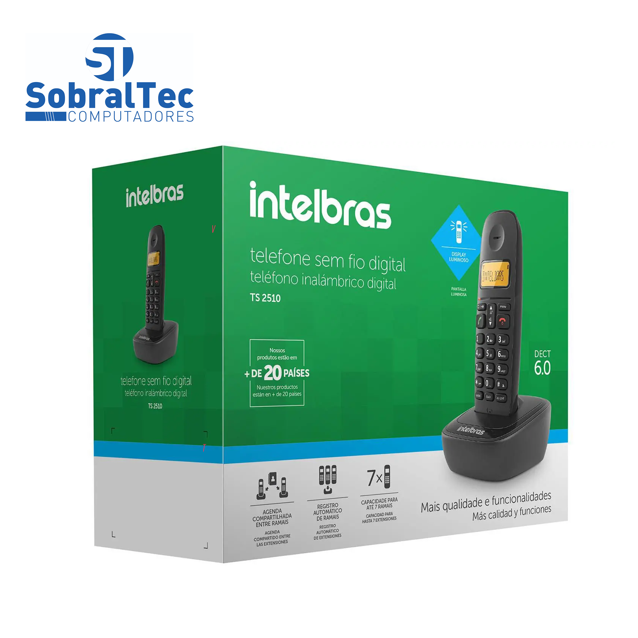 Telefone Sem Fio TS 2510 Preto Com Identificador de Chamadas Intelbras