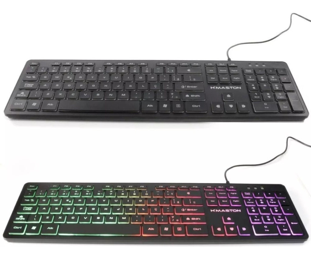 Teclado Gamer Usb Led Luminoso Neon Abnt2 Pc Notebook H.maston Ak-200