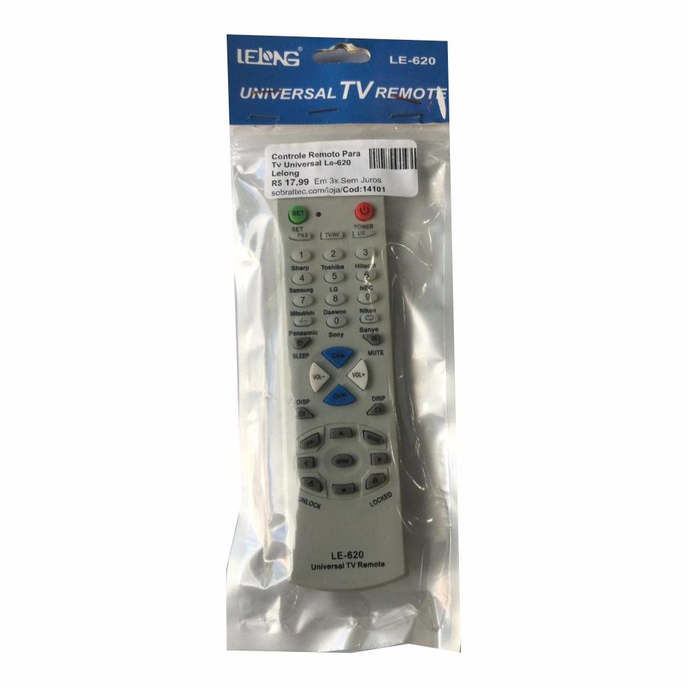 Controle Remoto Para Tv Universal Le-620 Lelong