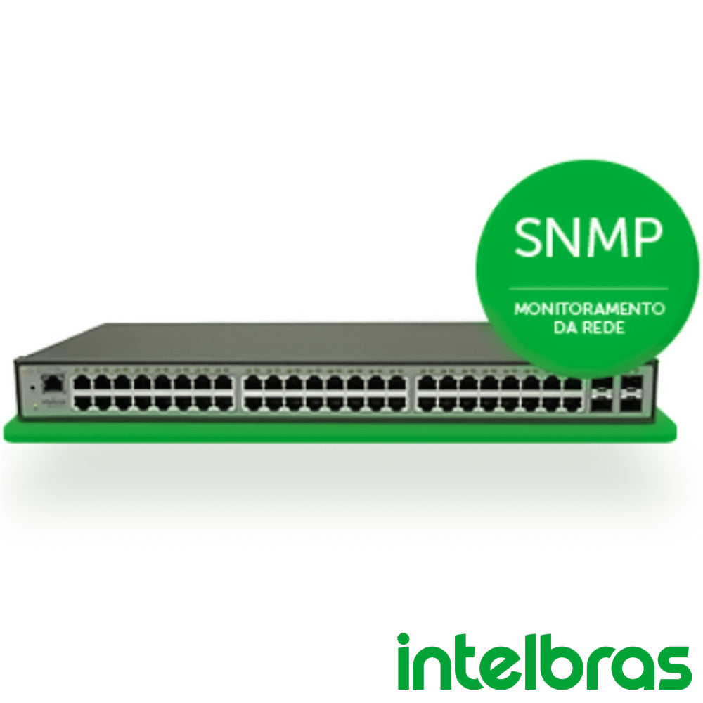 Switch Gerenciável 24 Portas Gigabit 10/100/1000 Mbps 4 Portas Gbic Intelbras SG 2404 MR L2+ SKD