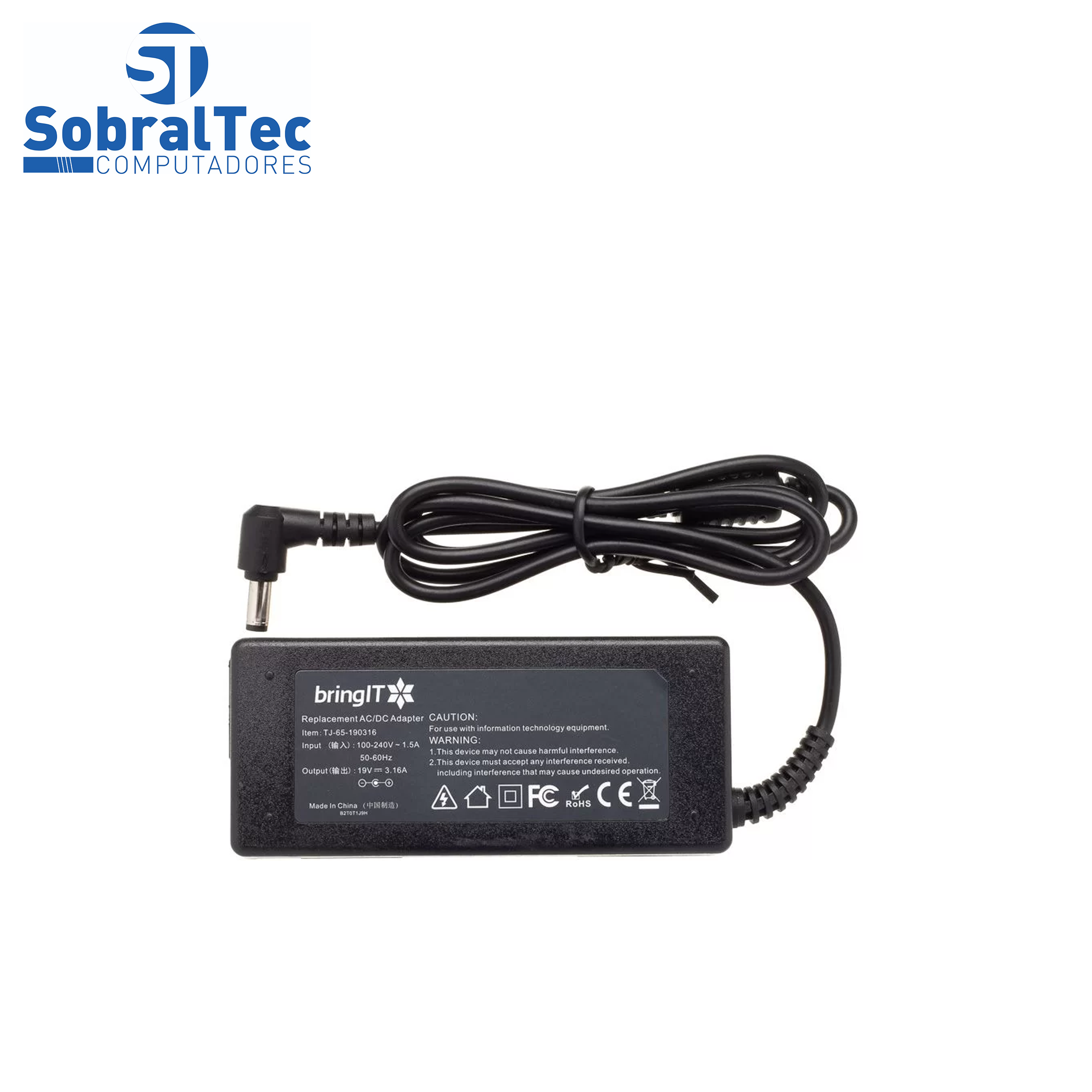 Fonte Notebook Compativel Com Dell - 19V 3.16A 60W - 5.5Mmx2.5Mm