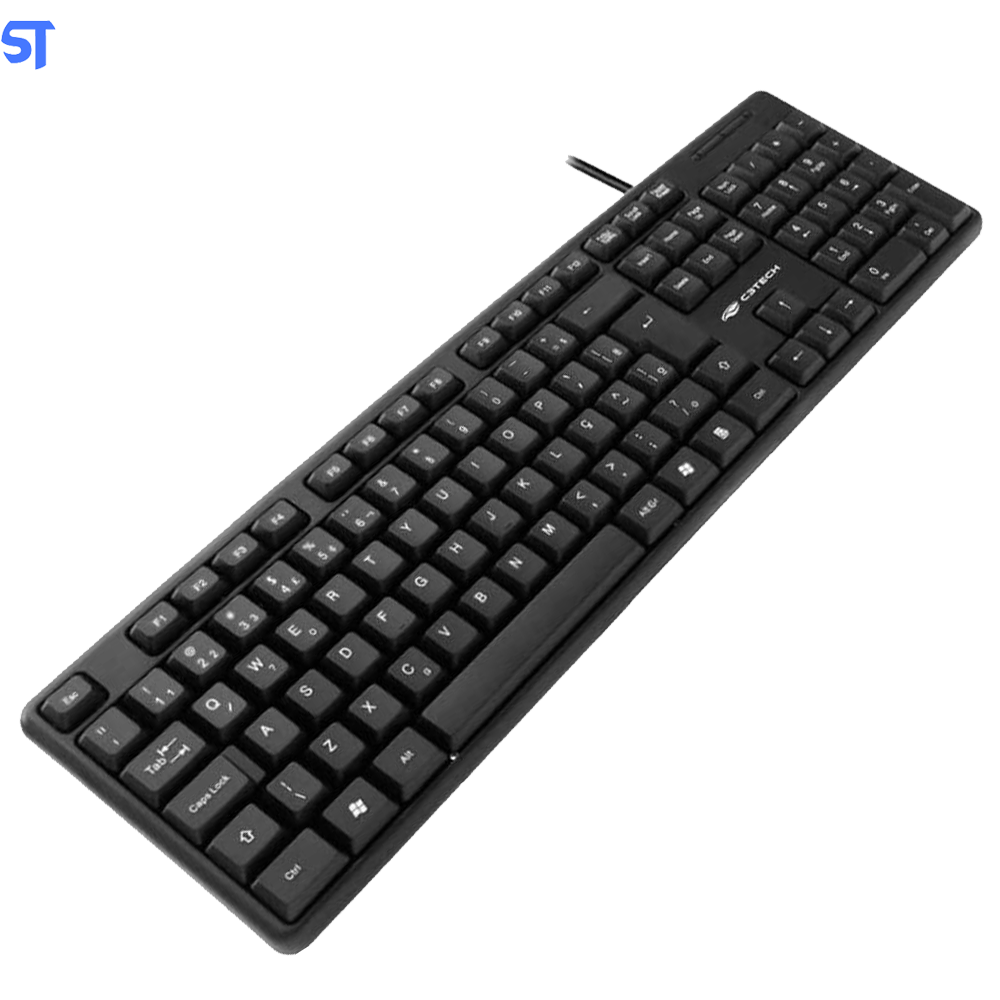 Teclado USB Padrão KB-15BK ABNT2 Plug And Play 1,2Mt De Cabo Preto C3Plus