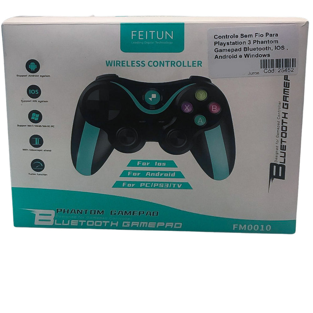 Controle Sem Fio Para Playstation 3 Phantom Gamepad Bluetooth, IOS , Android e Windows