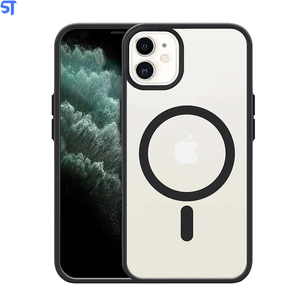 Capa Transparente Com Carregamento Magnetico Para iPhone 11 - Preto