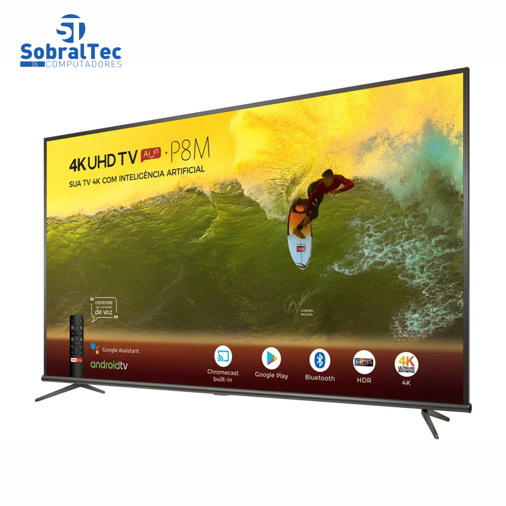 Smart TV 4K LED 50” SEMP TCL 50P8M Android Wi-Fi Bluetooth HDR Inteligência Artificial 3 HDMI 2 USB