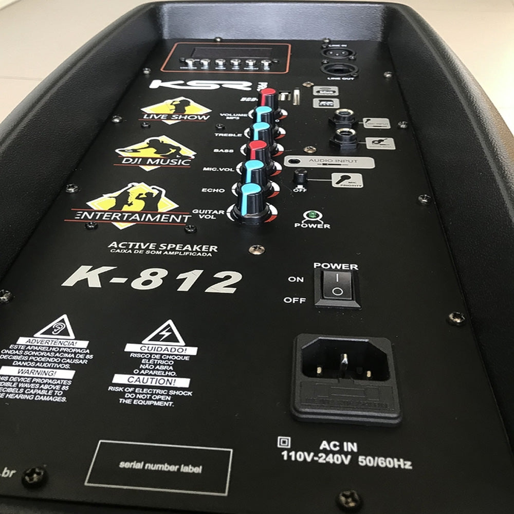Caixa De Som 12 Polegadas Ativa K812 KSR Pro Usb Bluetooth 500w Com Tripé