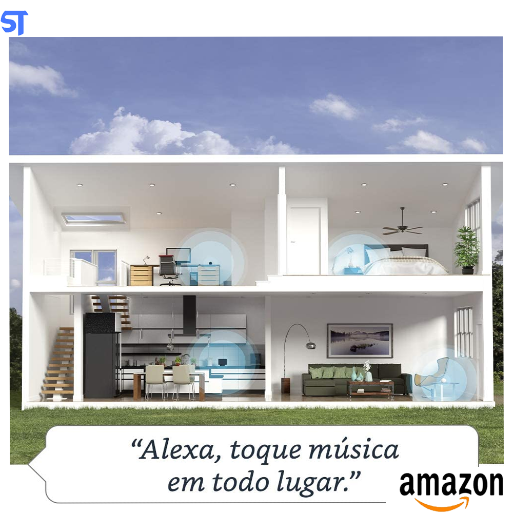 Echo (4ª Geração) Com Som Premium, Hub de Casa Inteligente e Alexa - Cor Branca