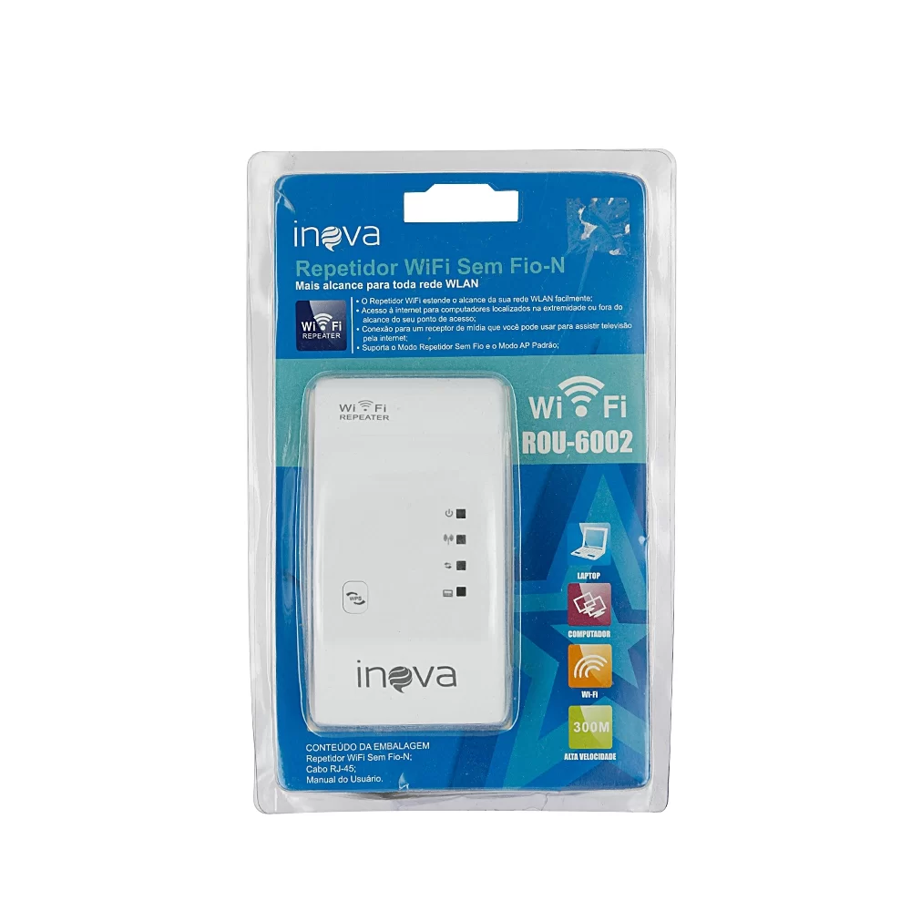 Repetidor Wifi Sem Fio Wlan 802.11bgn Até 300Mbps Inova Rou-6002